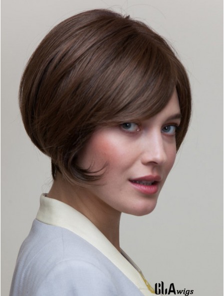 8 inch Short Brown Straight Natural Bob Wigs