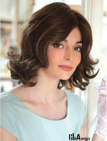 New 12 inch Brown Shoulder Length Layered Wavy Lace Wigs