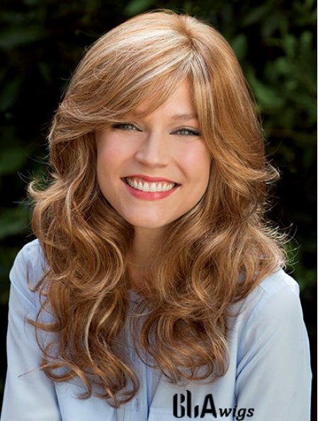 Blonde 16 inch With Bangs Long Flexibility Monofilament Wigs