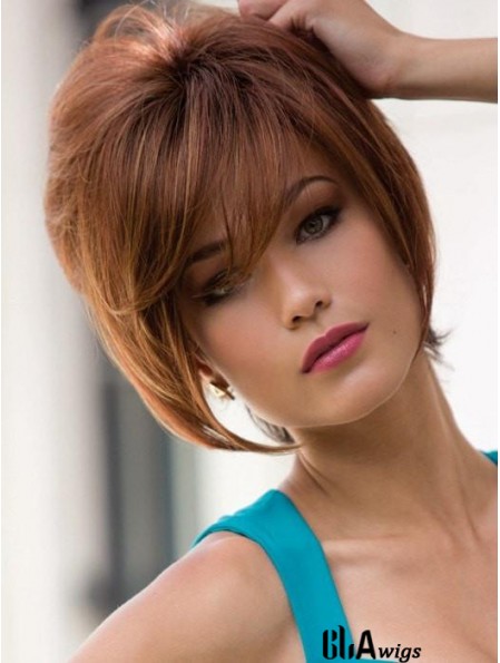 With Bangs Auburn Straight 9 inch Short Synthetic Wigs