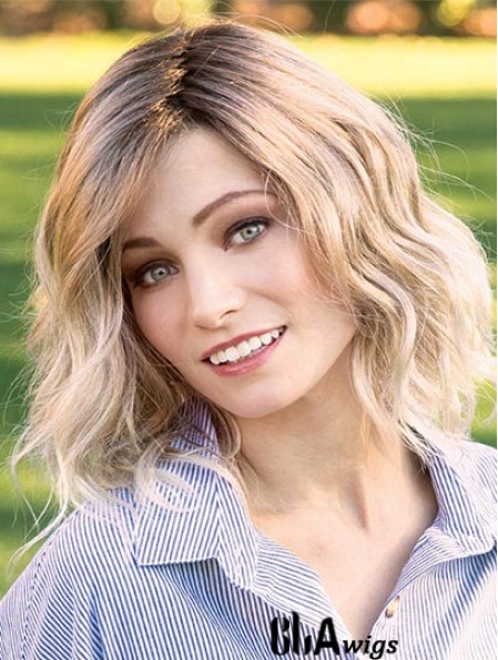 Blonde 14 inch Layered Shoulder Length Online Monofilament Wigs