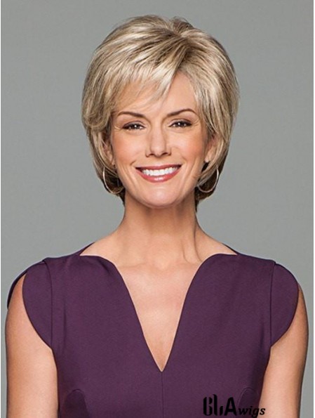 Short Wavy Blonde 6 inch Lace Wig Cap