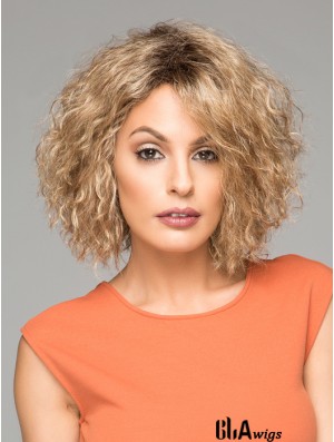 Short Curly Synthetic Wigs Chin Length Blonde Color Curly Style