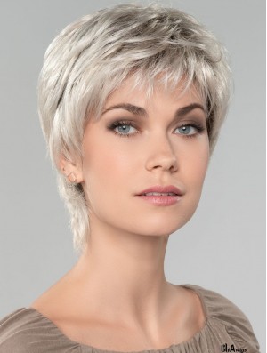 Straight Short 8 inch Capless Affordable Grey Wigs