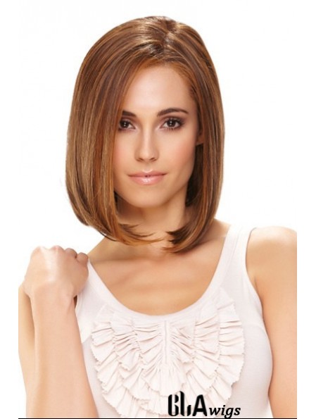 Synthetic Front Lace Wigs Chin Length Monofilament Straight Style Brown Color