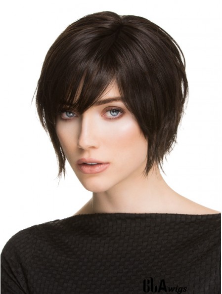 Curly Lace Wigs Synthetic Black Color Layered Cut Short Length