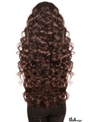 Long With Bangs Curly Brown Fashionable Synthetic Wigs