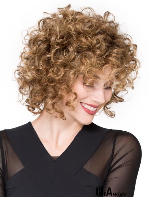 Wigs Lace Front Synthetic Chin Length Curly Style With Bangs