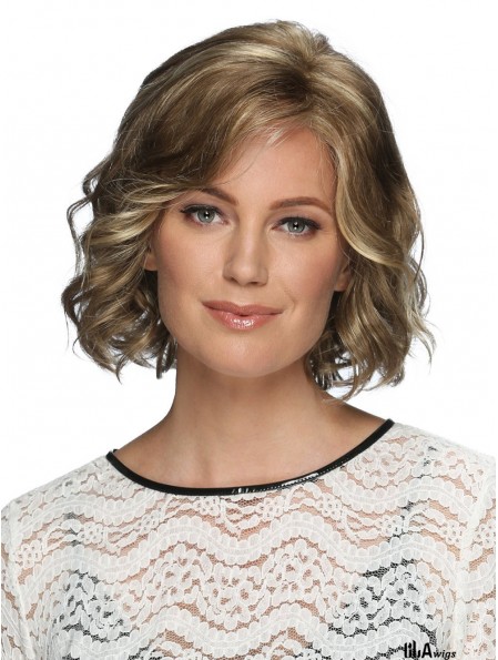 Lace Front 12 inch Wavy Blonde With Bangs Wigs