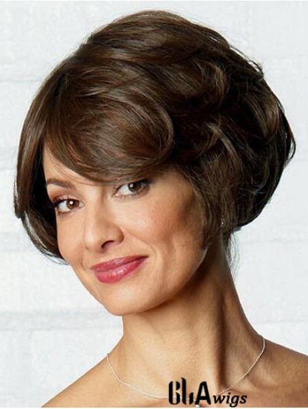 Short Brown Fashionable 6 inch Wavy Bob Wigs