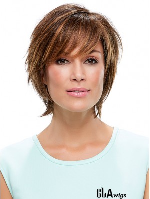 Layered Synthetic Brown 10 inch Straight Synthetic Lace Front