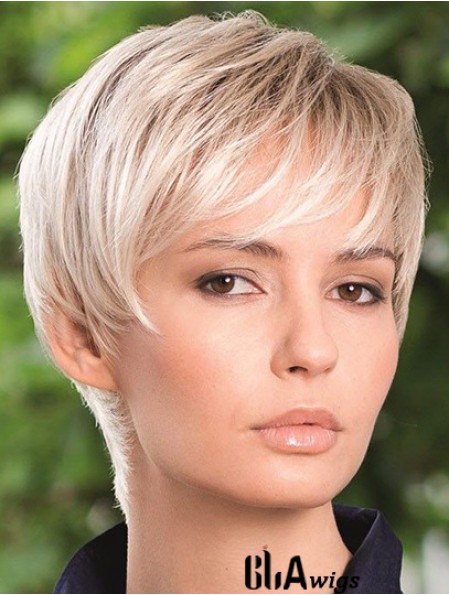 Synthetic Hair Wig Boycuts Straight Style Blonde Color Short Length