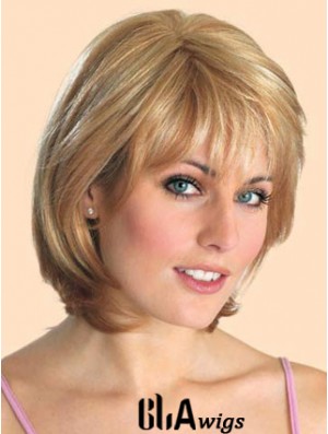 Cheap Synthetic Lace Front Wigs Straight Style Blonde Color Chin Length