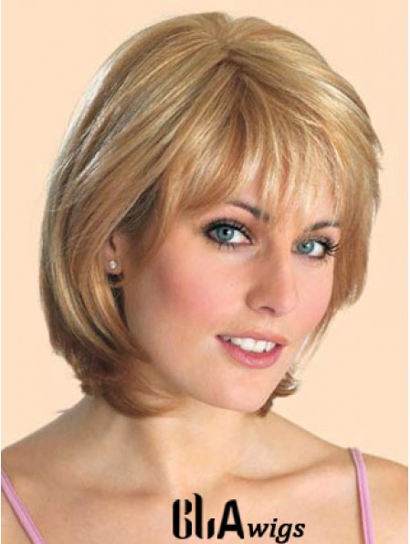 Cheap Synthetic Lace Front Wigs Straight Style Blonde Color Chin Length