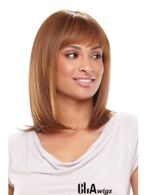 Auburn Shoulder Length Straight With Bangs 13 inch Fabulous Medium Wigs