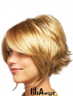 Sleek Blonde Chin Length Wavy Layered Lace Front Wigs