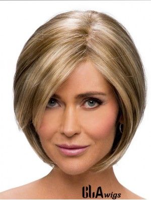 Cheap Synthetic Ladies Wigs With Monofilament Brown Color Chin Length