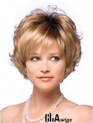 Synthetic Hair UK With Capless Short Length Blonde Color