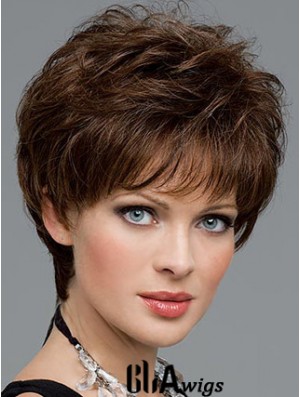 Brown Wavy Short Boycuts Lace Front Cheap Wig UK