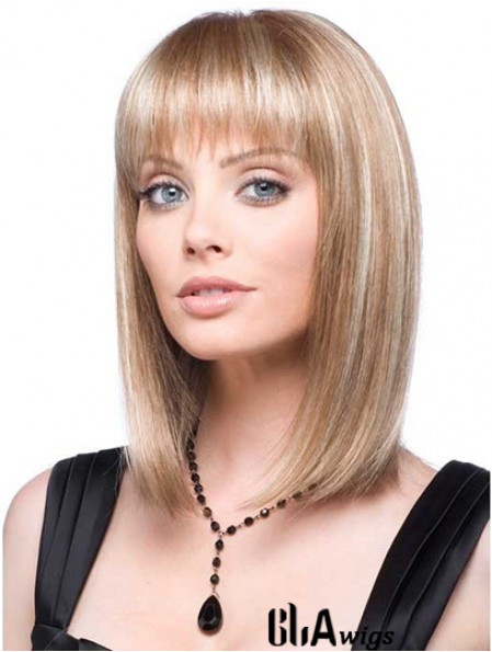 Front Lace Wig Synthetic With Straight Hair Style Blonde Color