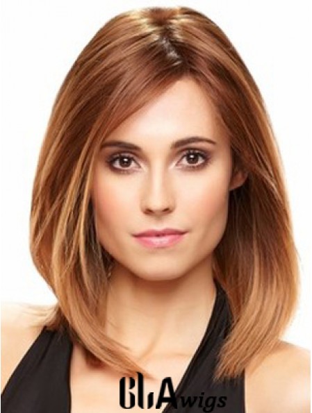 Straight Without Bangs Shoulder Length Auburn Exquisite Lace Front Wigs