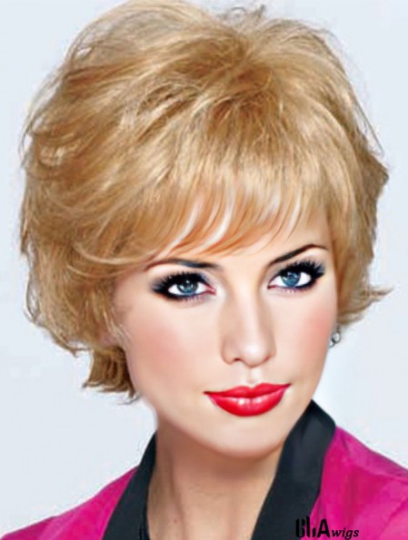 Best Blonde Short Wavy Classic Monofilament Wigs