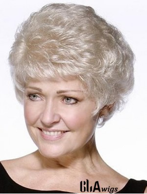 Perfect Short Wavy 100% Hand-tied Grey Wigs