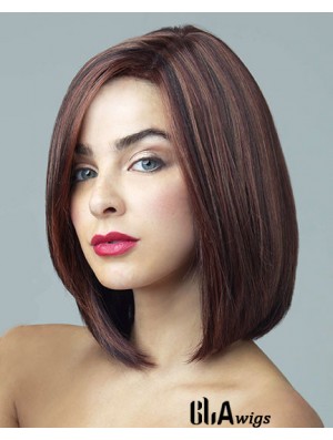 Synthetic Lace Front Wigs Auburn Color Straight Style Bobs Cut