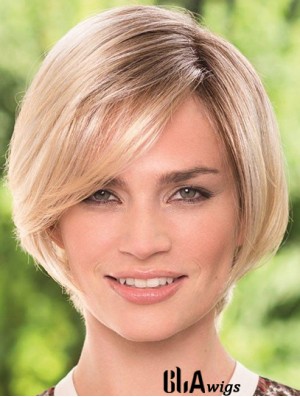 Chin Length Blonde Durable 8 inch Straight Bob Wigs