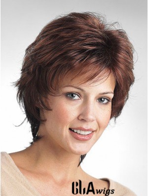 Wavy Layered Short Comfortable Brown Synthetic Wigs