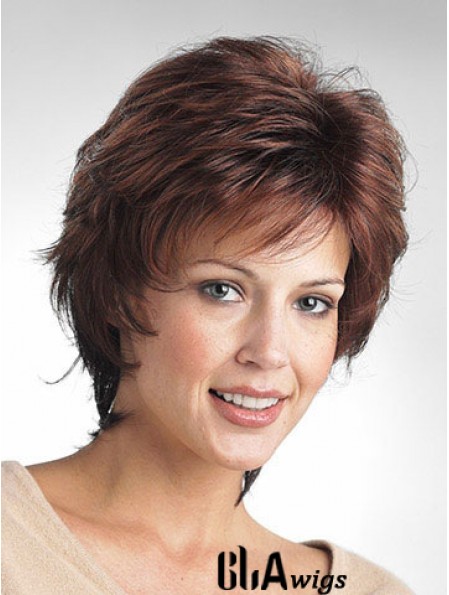 Wavy Layered Short Comfortable Brown Synthetic Wigs