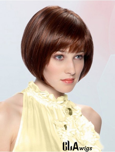 Straight Chin Length Auburn 10 inch Lace Front Durable Bob Wigs