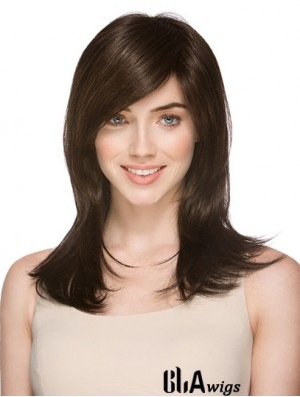 Very Cheap Synthetic Wigs Layered Cut Straight Style Brown Color