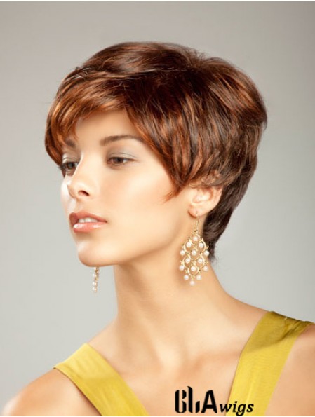 Short Synthetic Hair Wig Boycuts Short Length Auburn Color