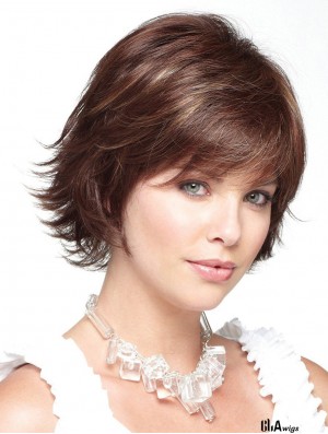 Perfect Auburn Short Wavy Layered Lace Front Wigs