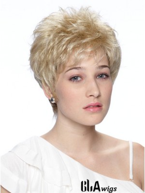 Cropped Boycuts Wavy Blonde Fashionable Synthetic Wigs