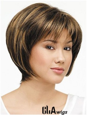 Lace Front Chin Length Straight Brown Designed Bob Wigs