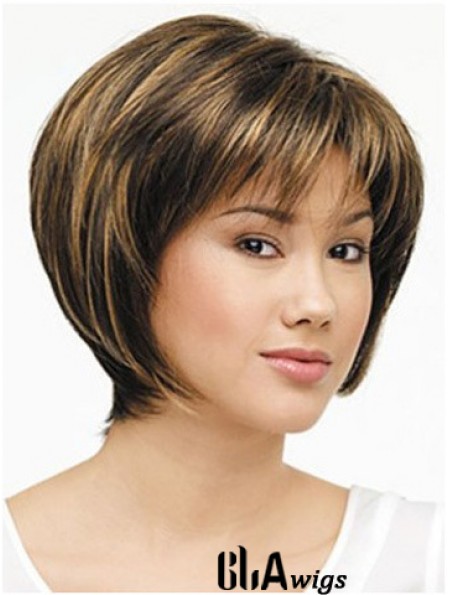 Lace Front Chin Length Straight Brown Designed Bob Wigs