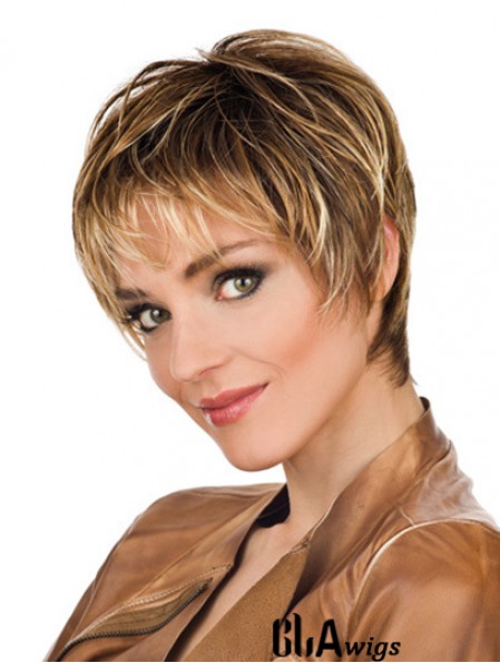 Soft 8 inch Straight Blonde Boycuts Short Wigs