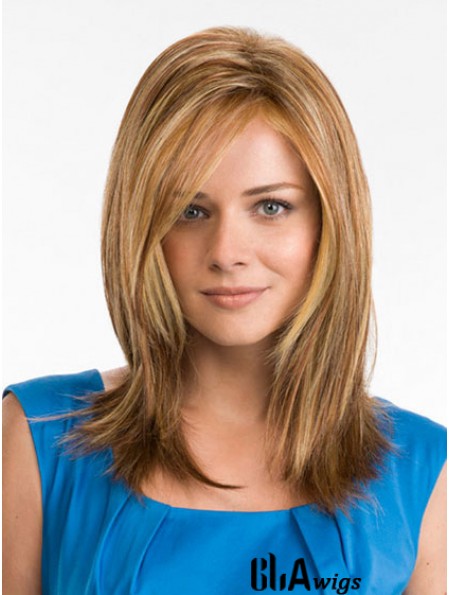 16 inch Synthetic Long Straight Blonde Monofilament Wigs