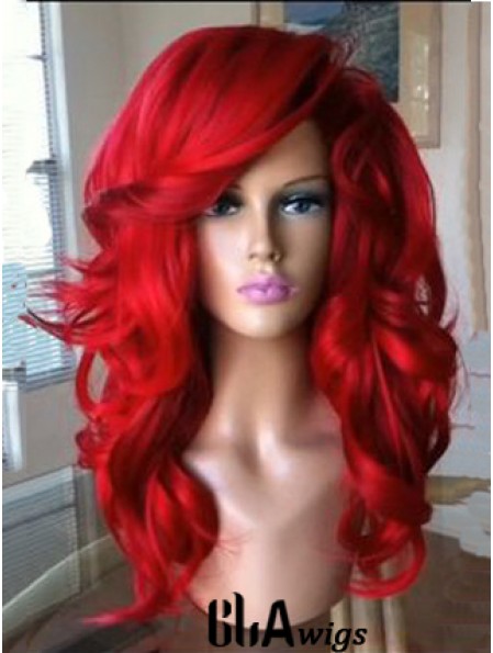 Capless Wavy 18 inch With Bangs Quality Synthetic Red Wig UK