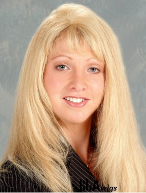 Durable Blonde Straight With Bangs Long Wigs