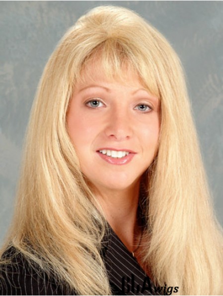 Durable Blonde Straight With Bangs Long Wigs