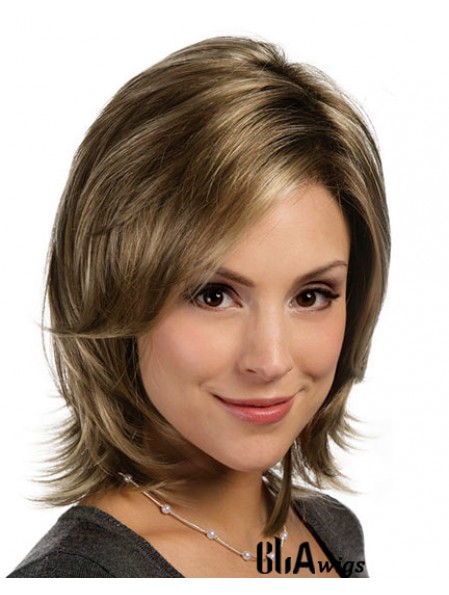 Beautiful Brown Shoulder Length Layered Straight Glueless Lace Front Wigs