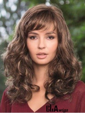 Synthetic Lace Wig Brown Color Wavy Style Long Length Boycuts