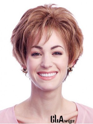 Stylish Auburn Short Layered Wavy Glueless Lace Front Wigs