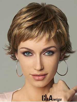 Online 4 inch Wavy Brown Layered Short Wigs