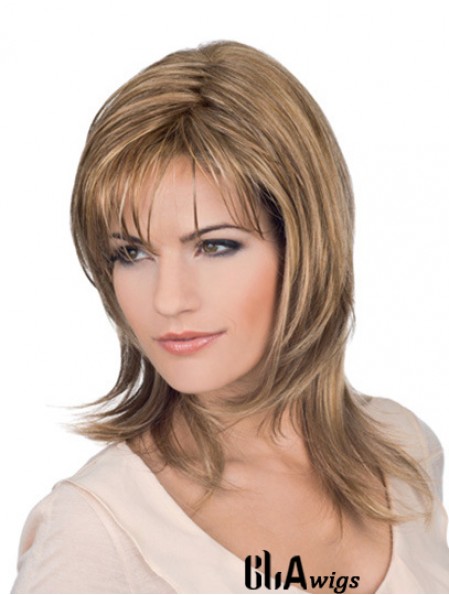 Shoulder Length Blonde Layered Wavy Perfect Full Lace Wigs