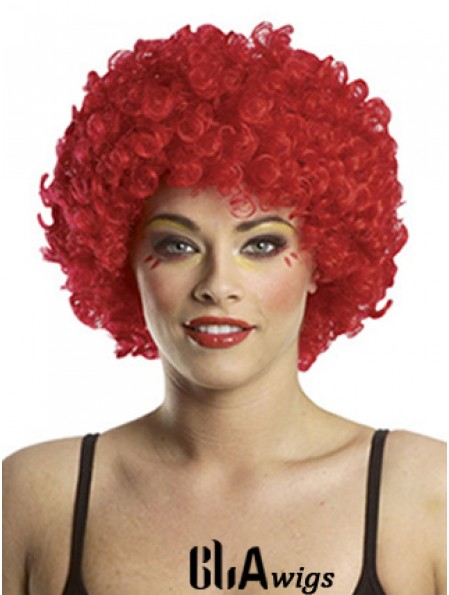 Kinky Without Bangs Short Red Modern Lace Front Wigs