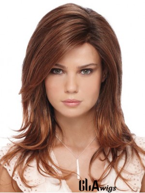Fashion Auburn Long With Bangs Straight Glueless Lace Front Wigs